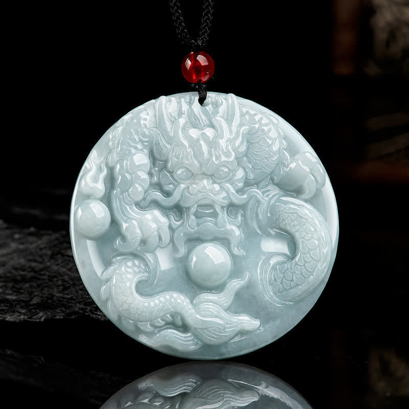 ❗❗❗Une vente flash - Collier à cordon avec amulette de succès en jade et Buddha Stones en forme de dragon du zodiaque chinois