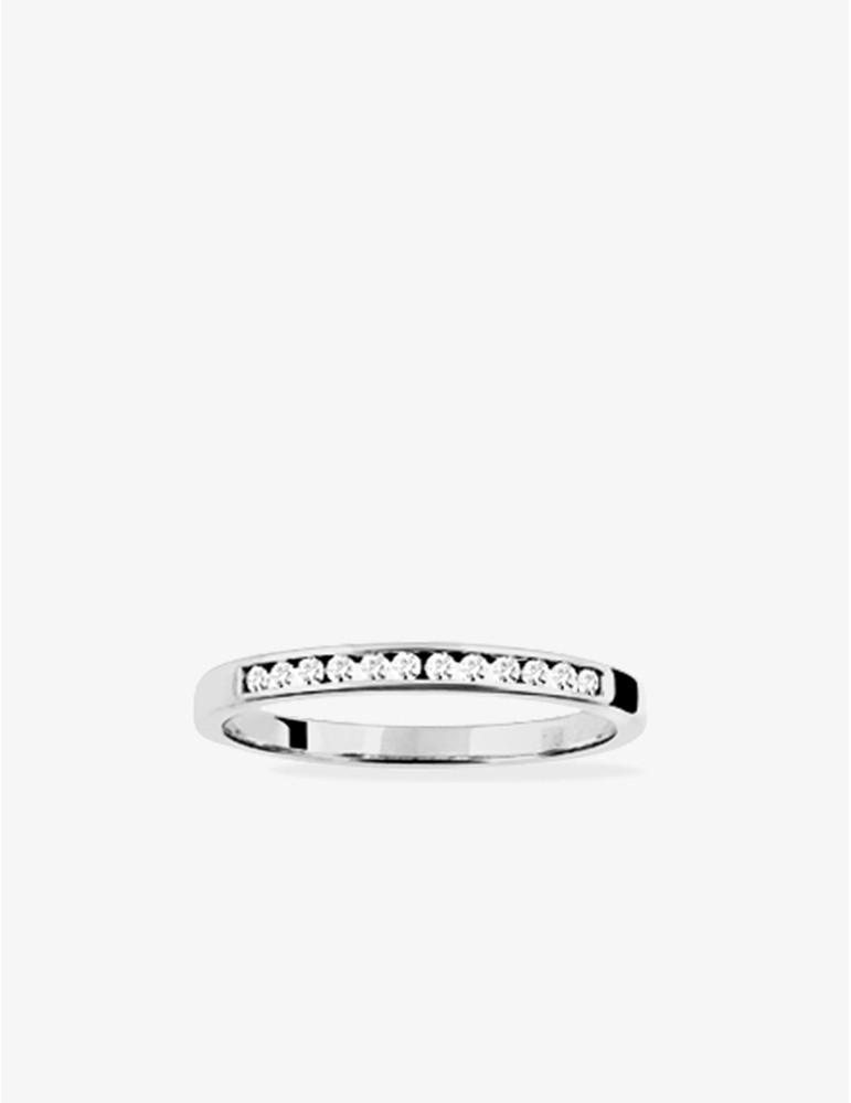 Demi-alliance or blanc 375‰ et 12 diamants 0,13 ct sertis rail SO OR