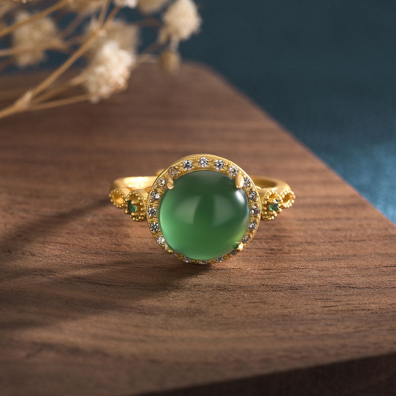 Bague porte-bonheur en jade vert Buddha Stones