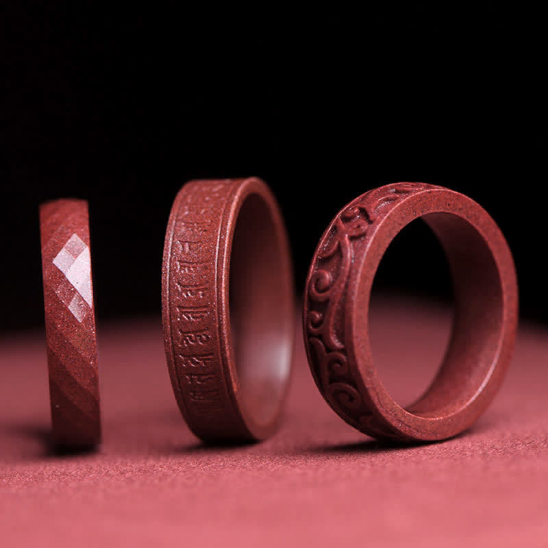 Bague de bénédiction de nuages de Buddha Stones Cinabre Om Mani Padme Hum