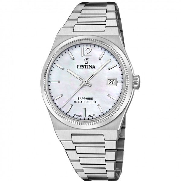 Festina - Montre Femme - Swiss - acier argenté - cadran blanc - Ref F20035/1