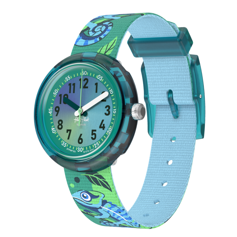 FlikFlak - Montre Junior Camo Friends verte et bleue avec bracelet en textile - Ref FPNP161