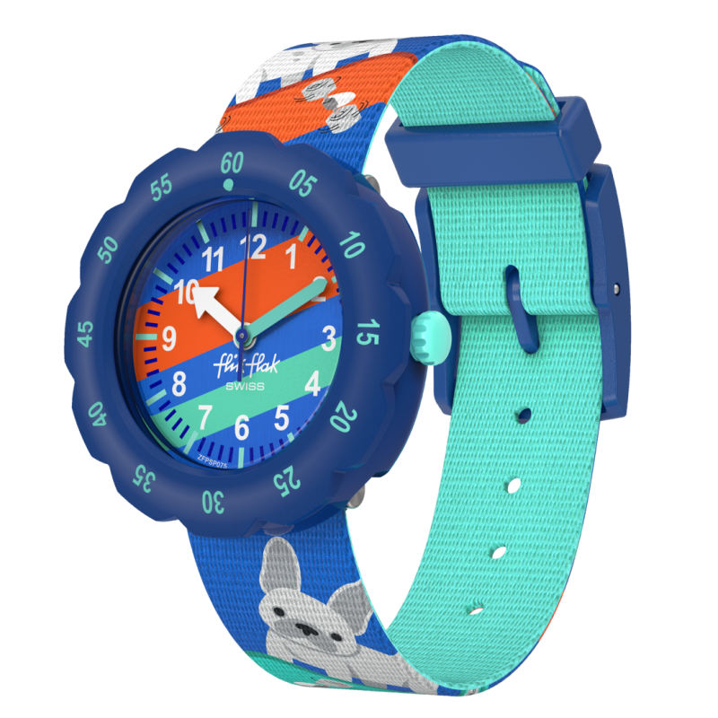FlikFlak - Montre Junior Skating Frenchie multicolore avec bracelet en textile - Ref FPSP075