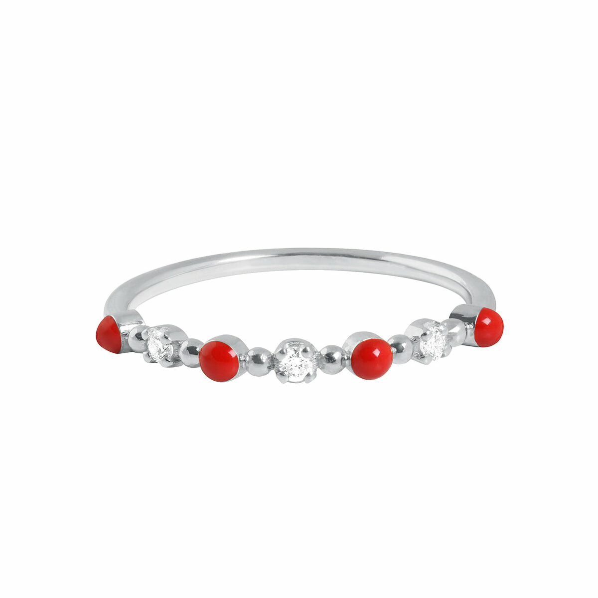 Achat Bague Gigi Clozeau Classique en or blanc, résine coquelicot et diamants, taille 51