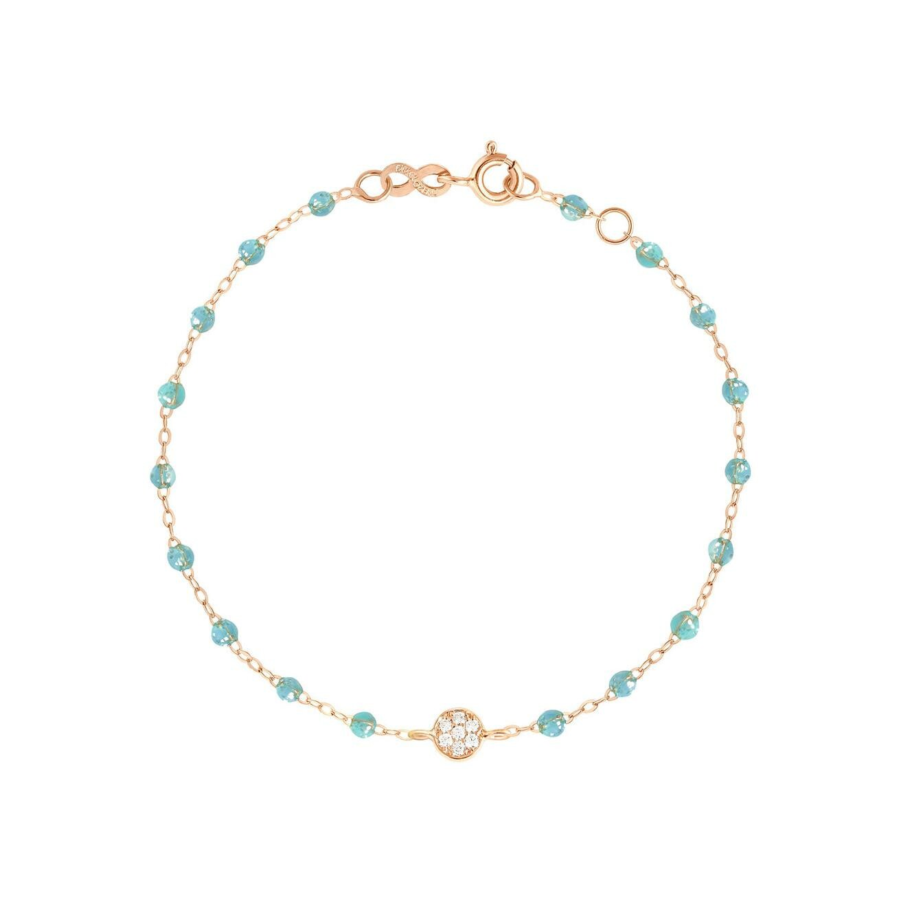 Achat Bracelet Gigi Clozeau Puce en or rose, résine aqua et diamants, taille 17cm