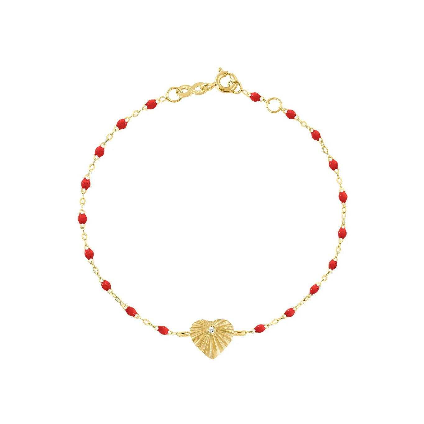 Achat Bracelet Gigi Clozeau Cœur Lumière en or jaune, résine coquelicot et diamant, 17cm
