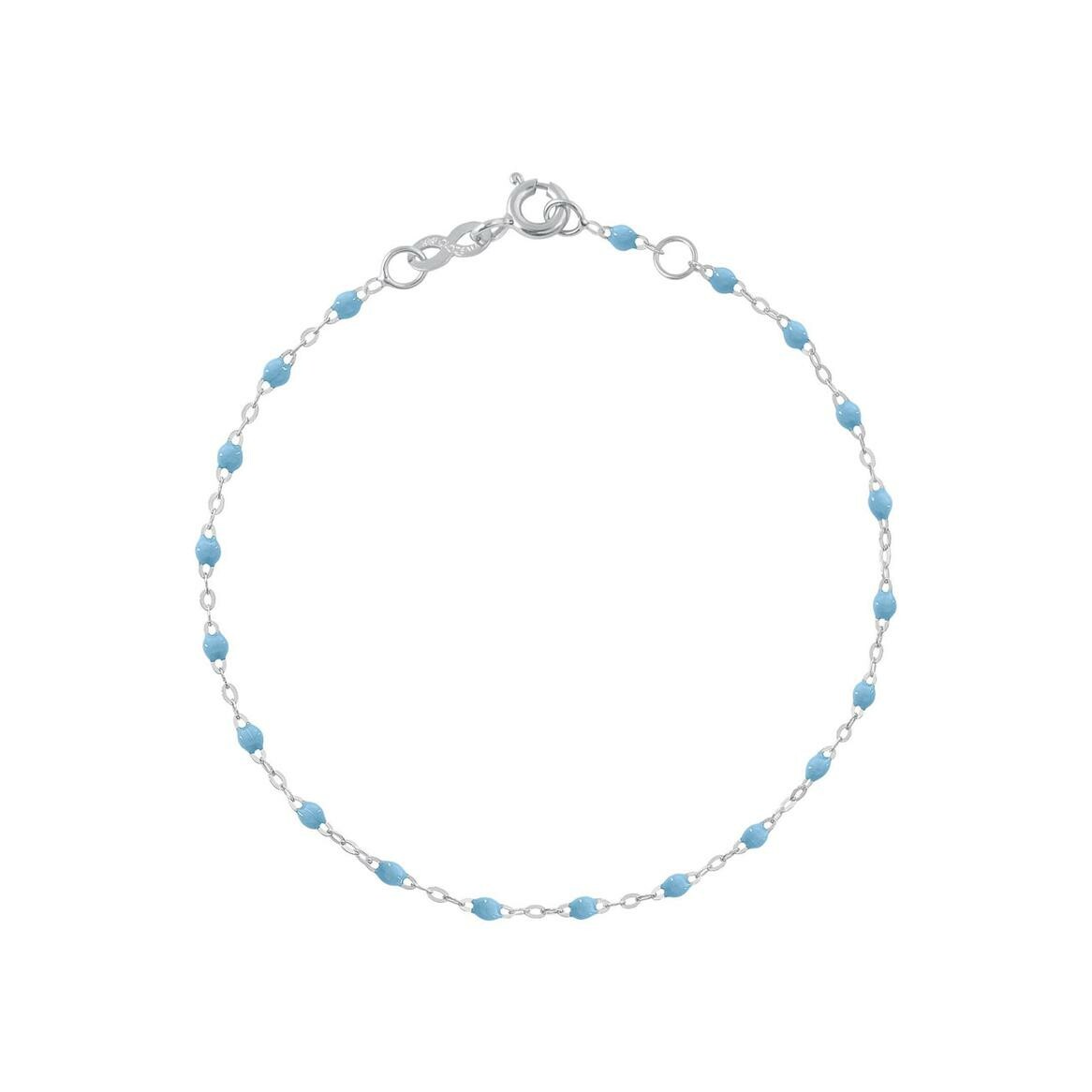 Achat Bracelet Gigi Clozeau Classique en or blanc et résine turquoise bleu, 19cm