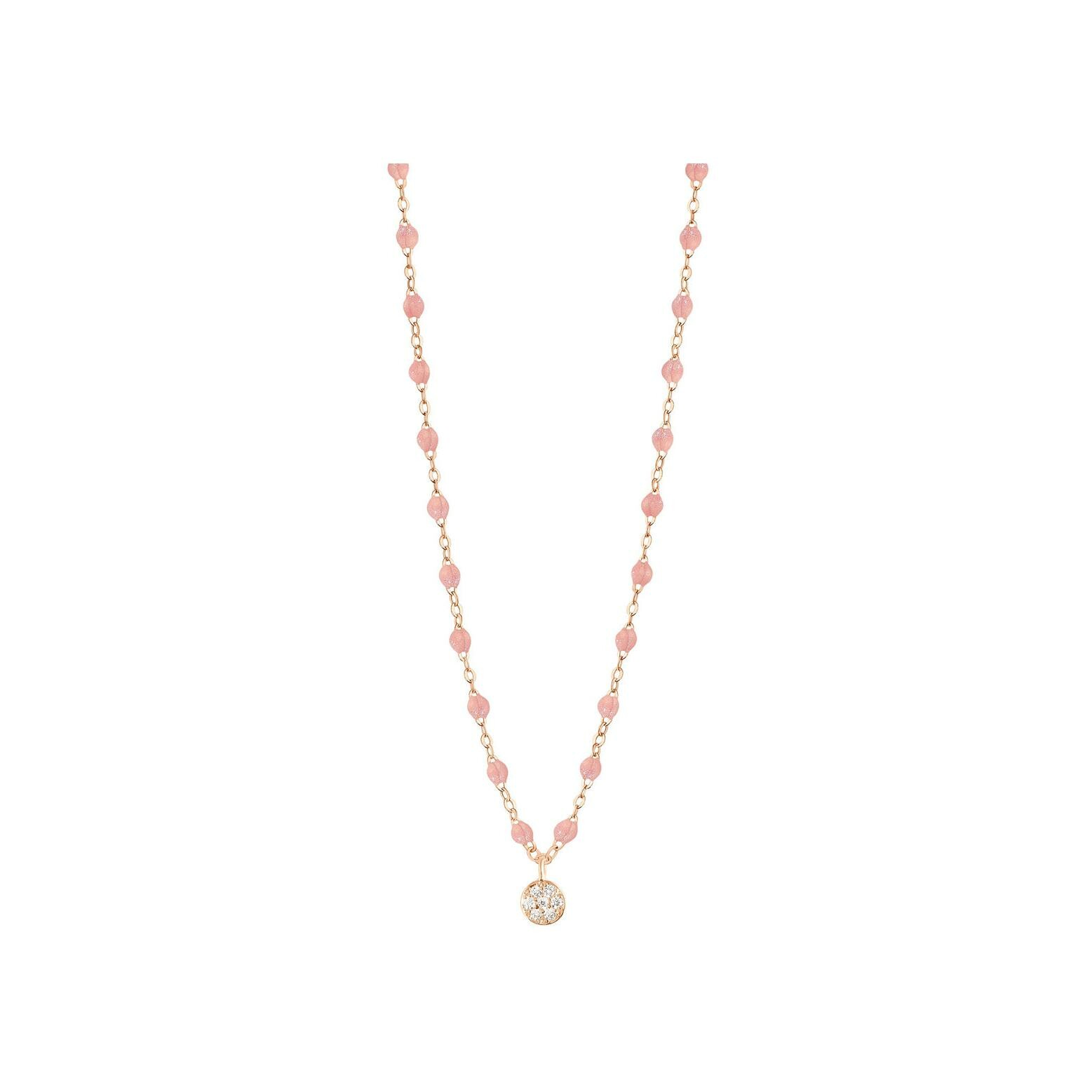 Collier Gigi Clozeau Puce en or rose, résine Blush et diamants, taille 42cm