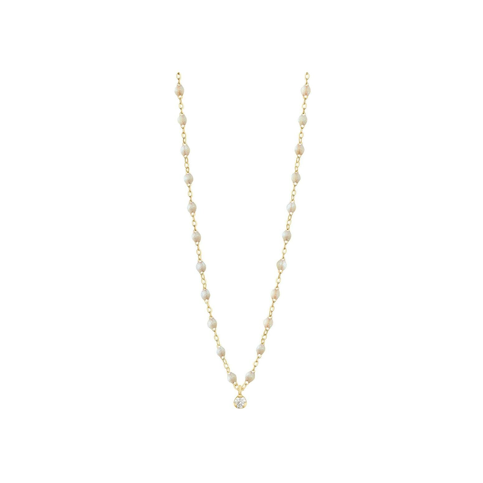 Collier Gigi Clozeau Gigi Suprême en or jaune, résine opale et diamants, taille 42cm