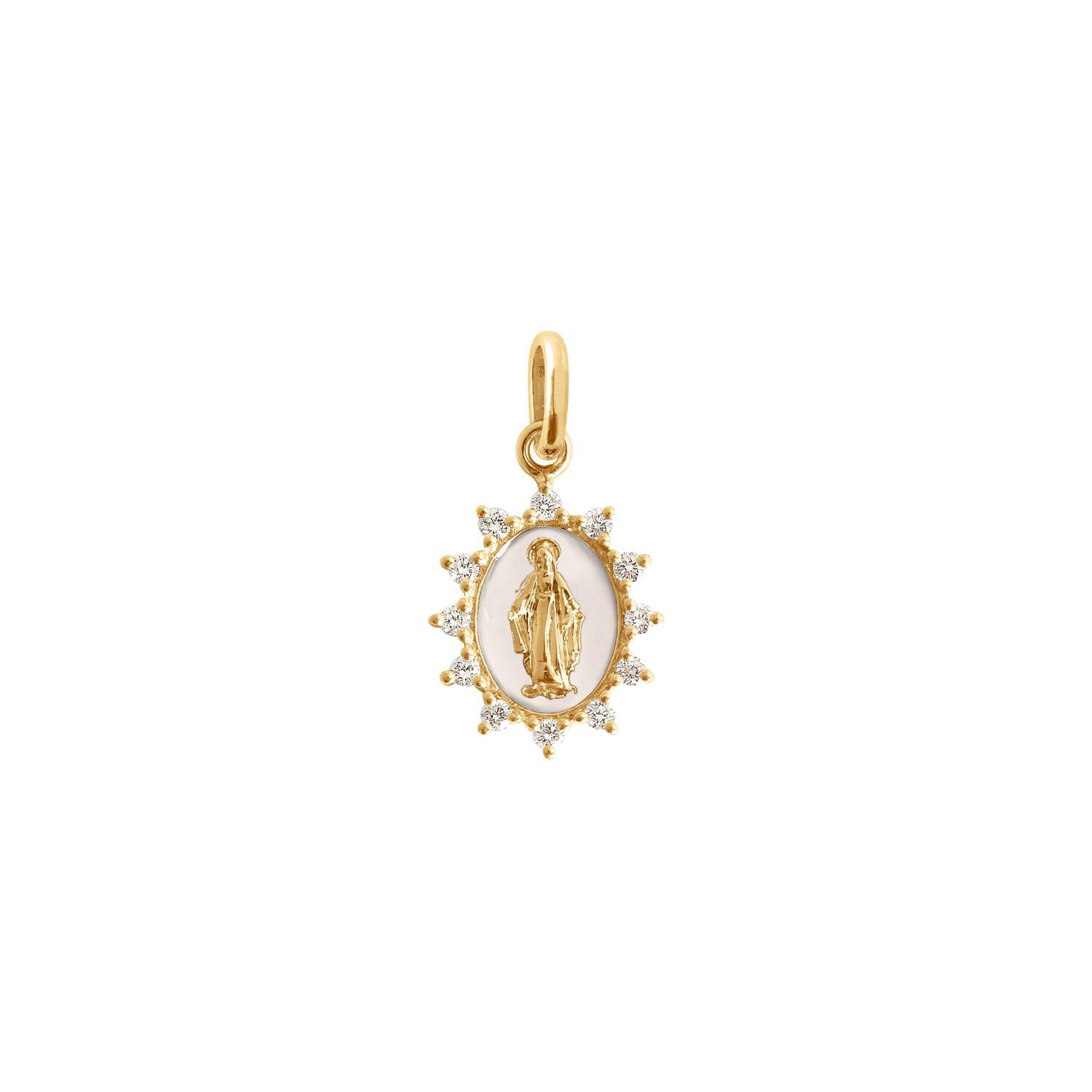 Achat Pendentif Gigi Clozeau Madone en or jaune, résine blanche et diamants