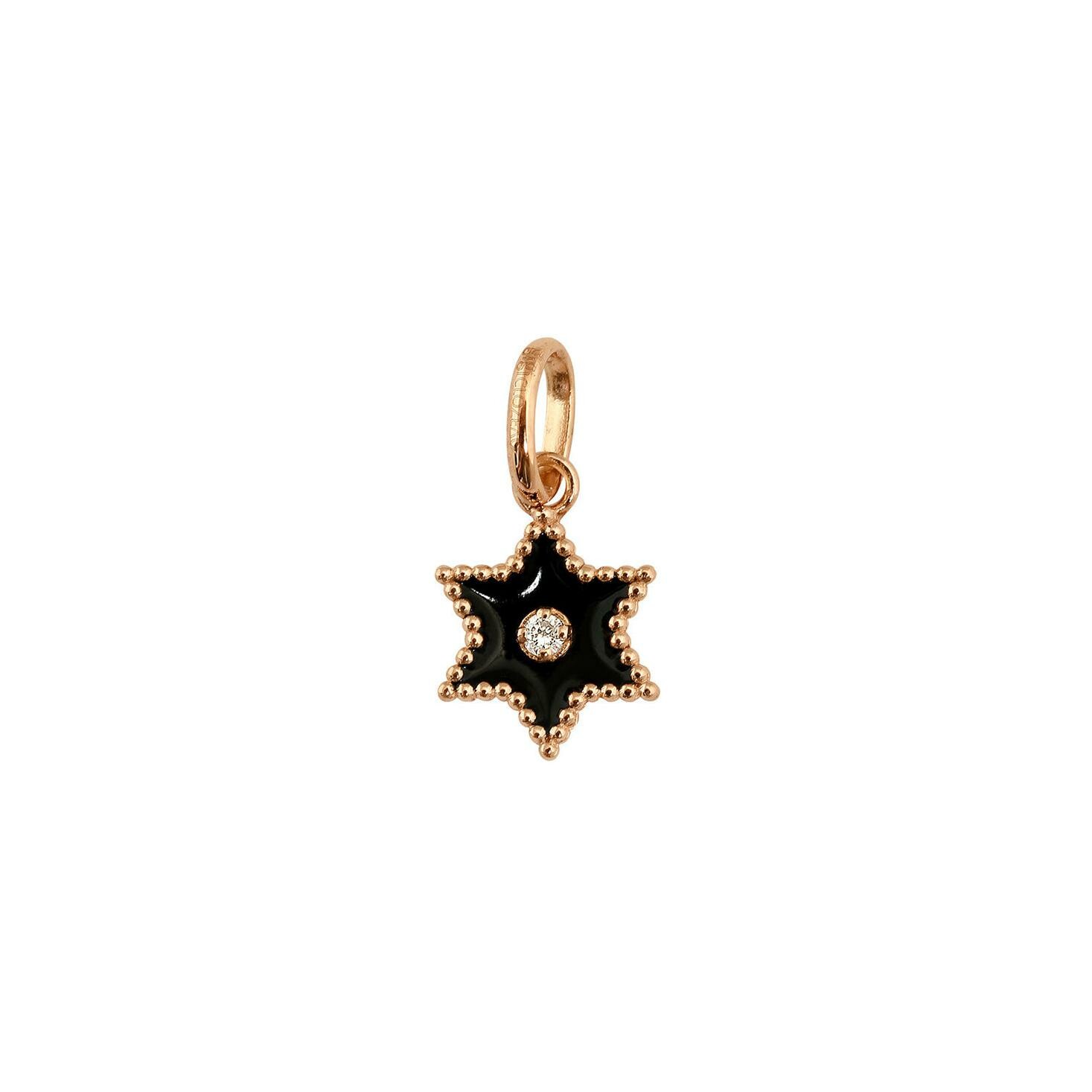Achat Pendentif Gigi Clozeau Etoile Star en or rose, résine noir et diamant