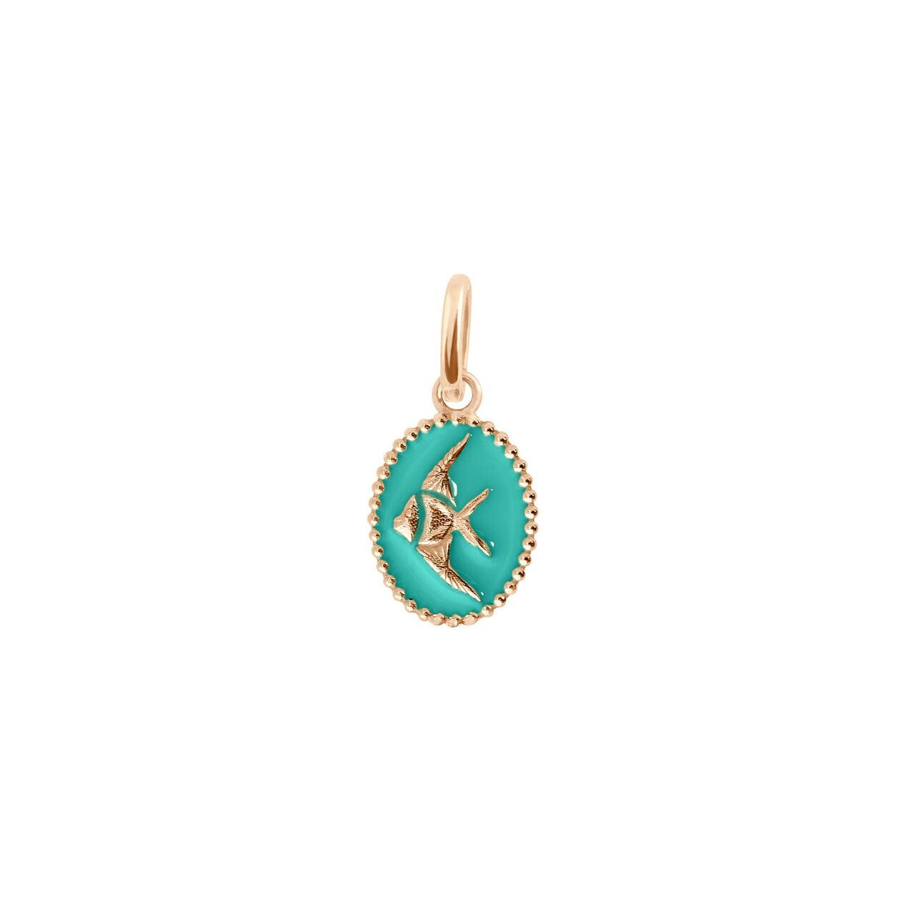 Achat Pendentif Gigi Clozeau Poisson Ange en or rose et résine turquoise vert