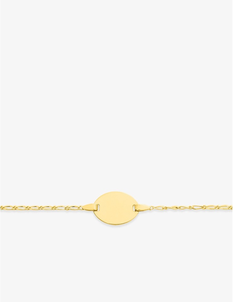 Gourmette bébé chaîne alternée 1+1 et plaque ovale or jaune 750‰ SO OR