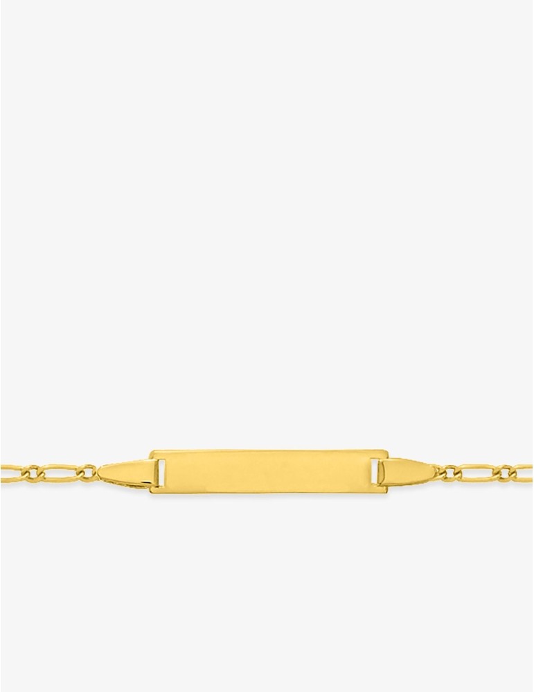 Gourmette bébé chaîne alternée et plaque rectangle plaqué or SO OR