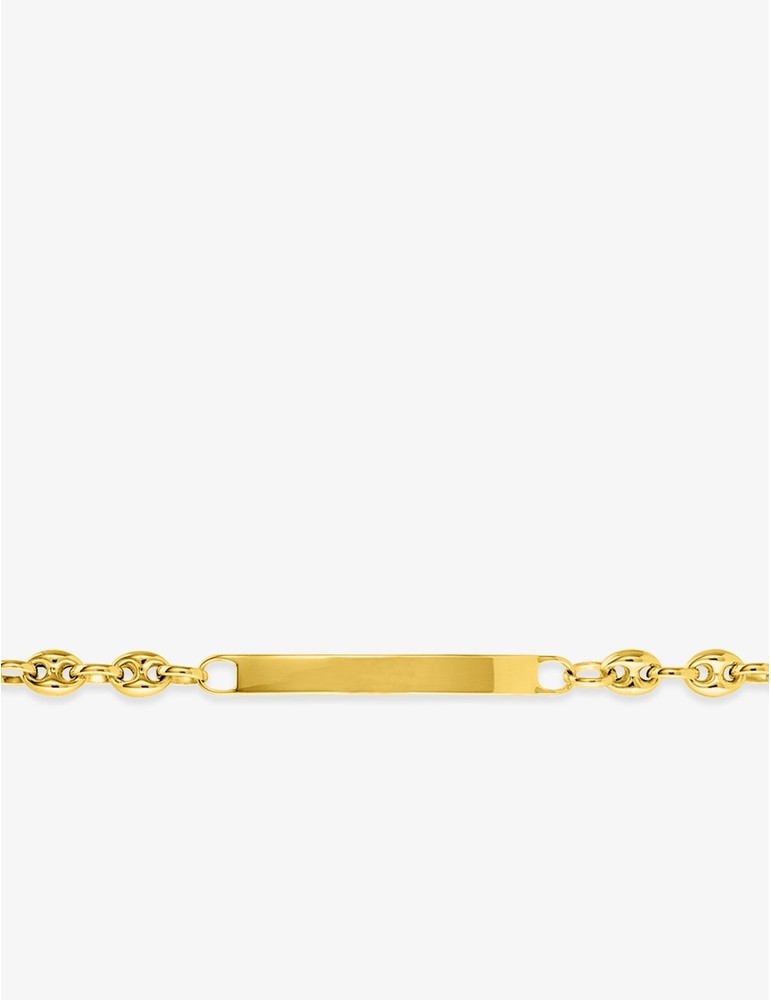 Gourmette chaîne grain de café et plaque rectangle or jaune 375‰ SO OR