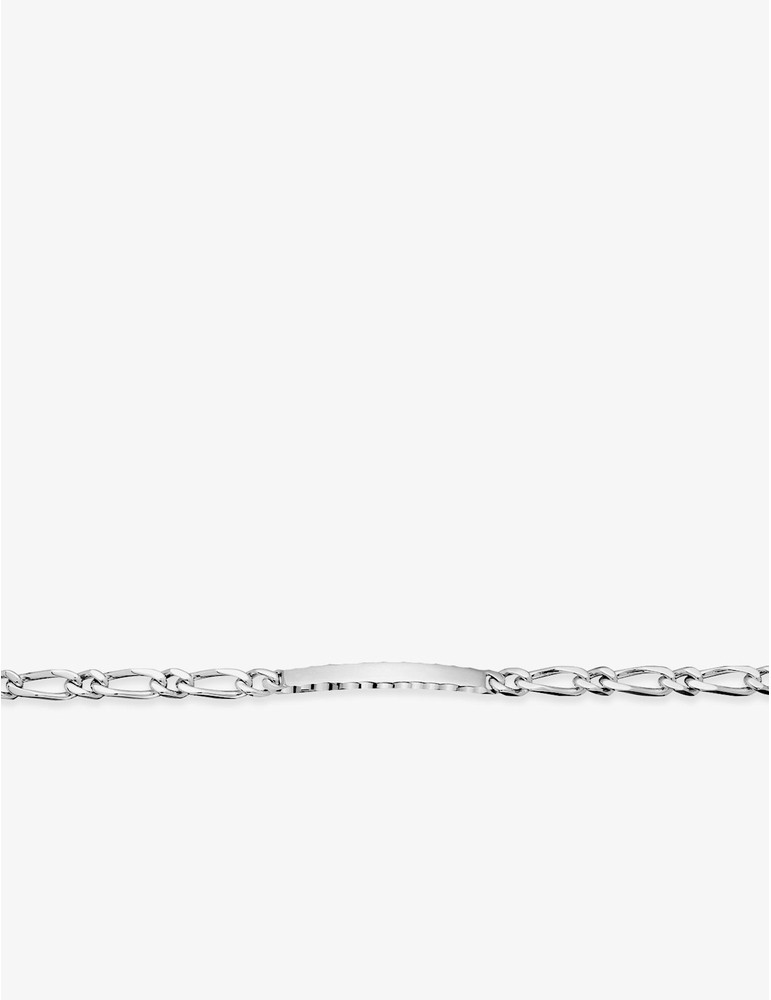 Gourmette maille alternée 1+1 et plaque fantaisie 4 mm argent 925‰ rhodié SO OR