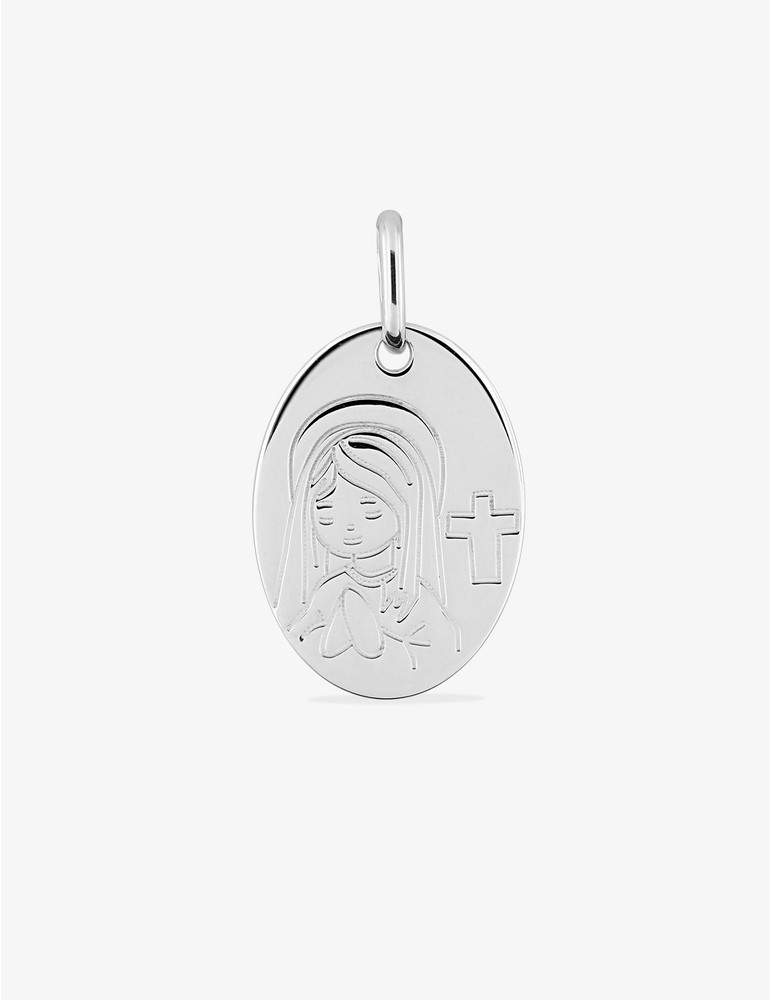 Médaille ovale dessin Vierge argent 925‰ rhodié SO OR