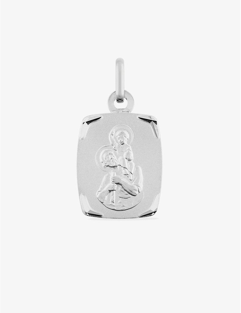 Médaille rectangle Saint Christophe or blanc 750‰ SO OR