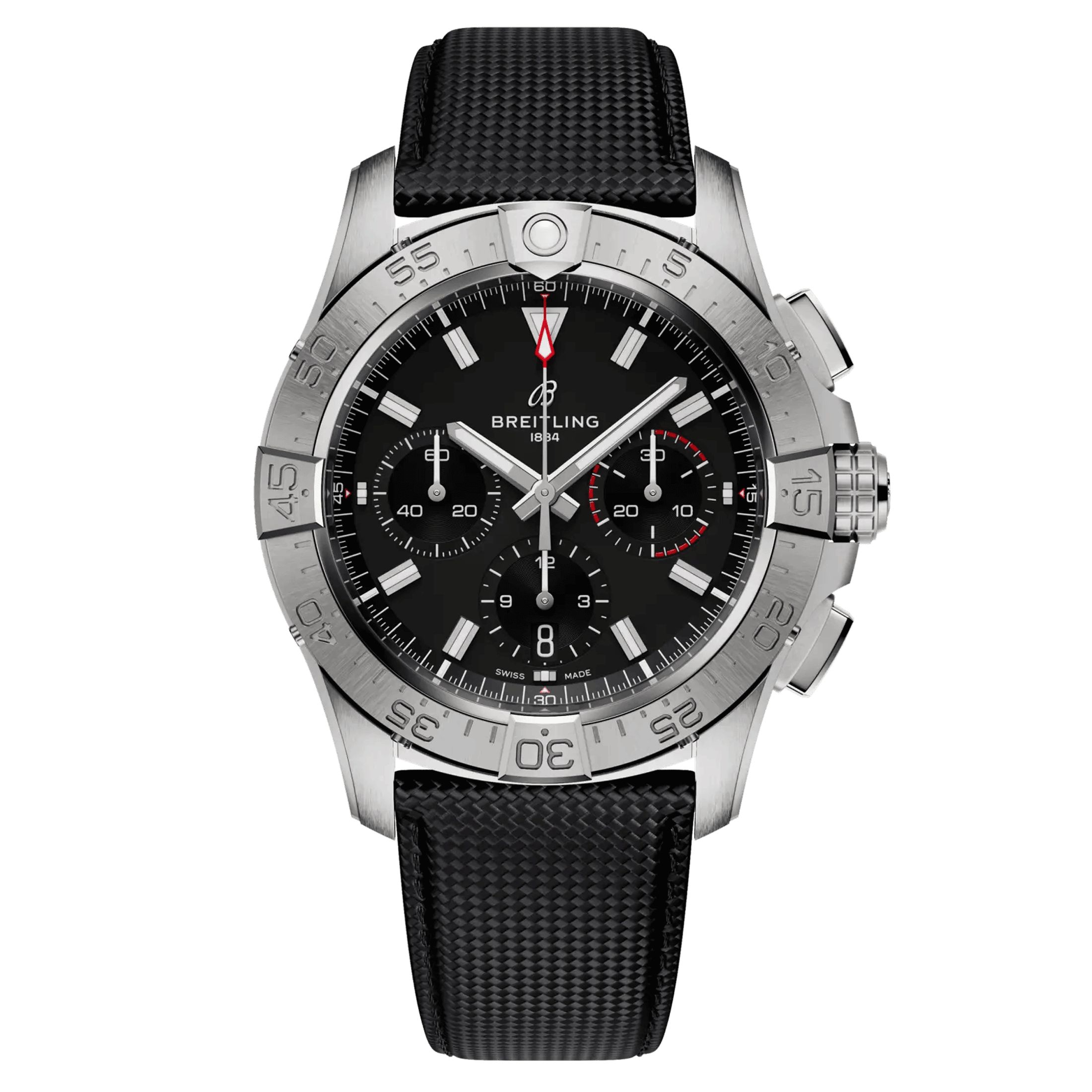 Montre Breitling Avenger B01 Chronograph automatique cadran noir bracelet cuir anthracite 42 mm