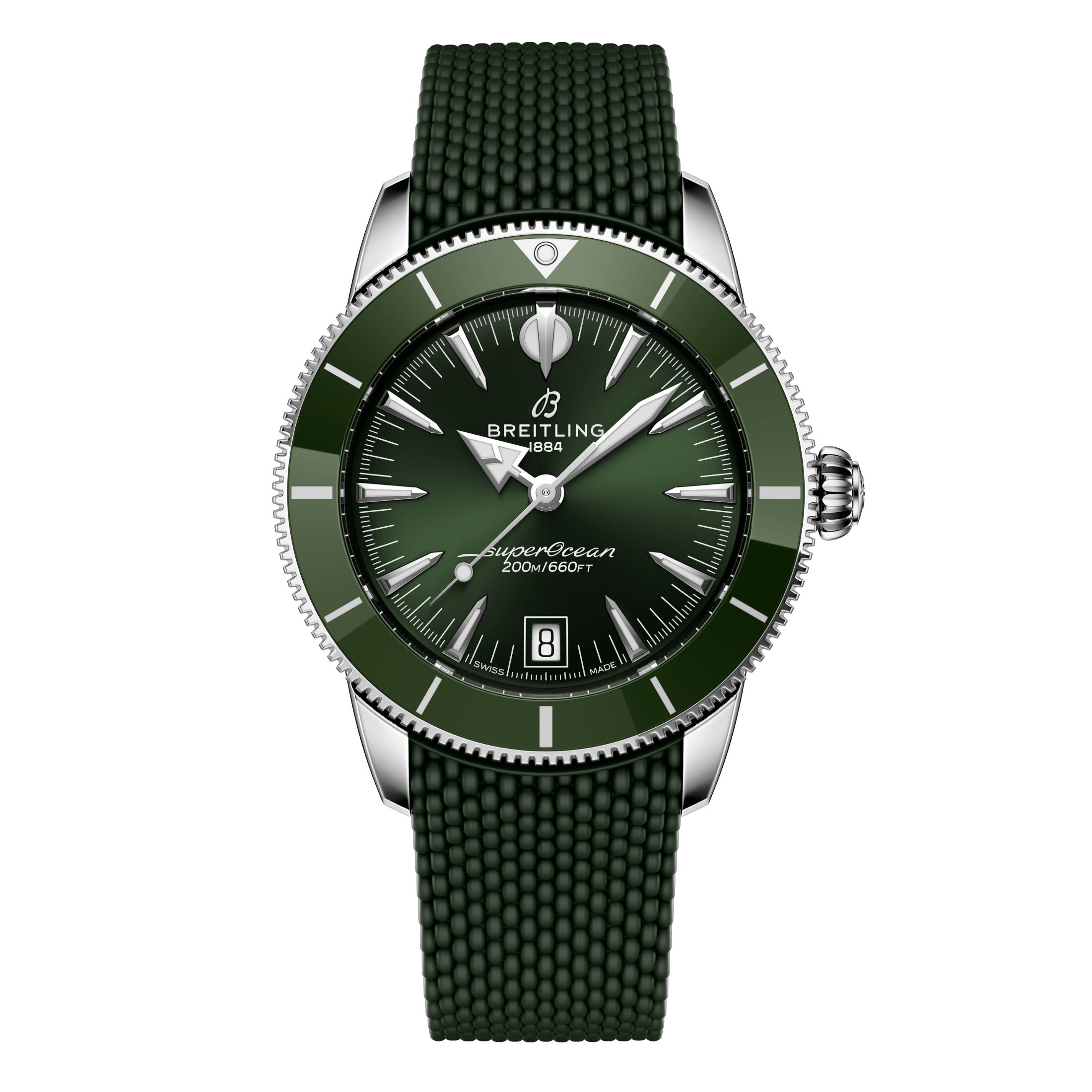 Montre Breitling Superocean Heritage B31 automatique cadran vert bracelet caoutchouc 40 mm