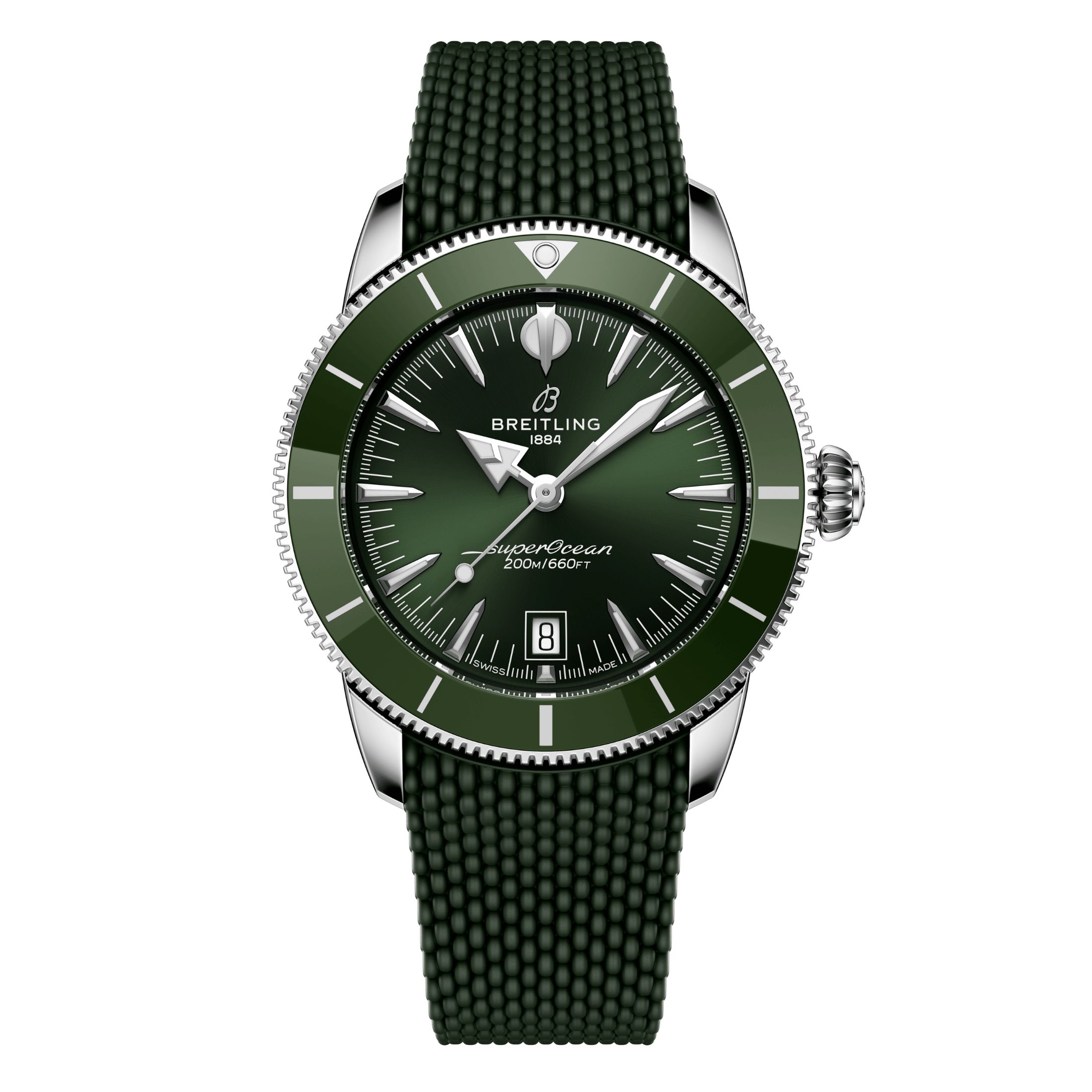 Montre Breitling Superocean Heritage B31 automatique cadran vert bracelet caoutchouc 42 mm