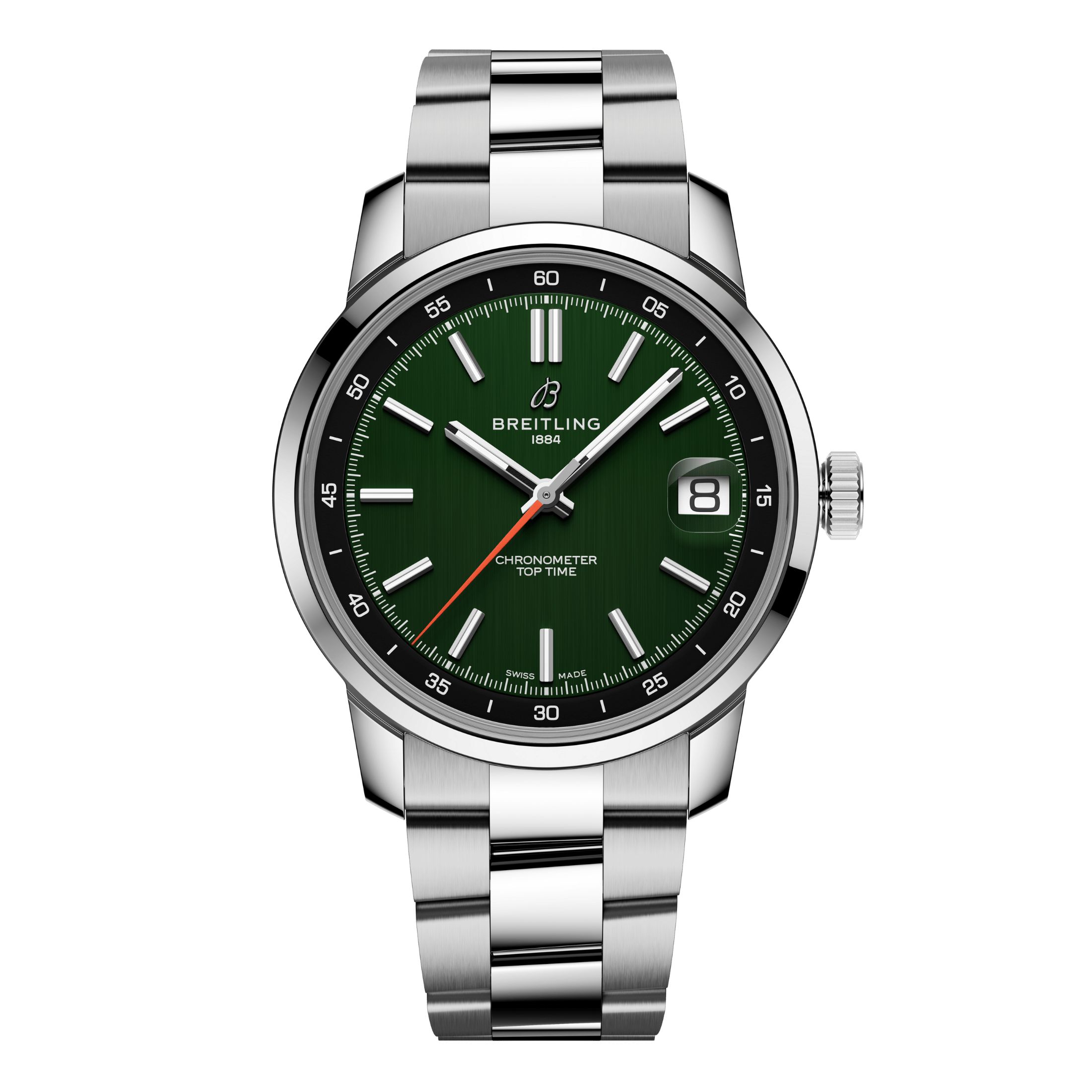 Montre Breitling Top Time B31 automatique cadran vert bracelet acier 38 mm