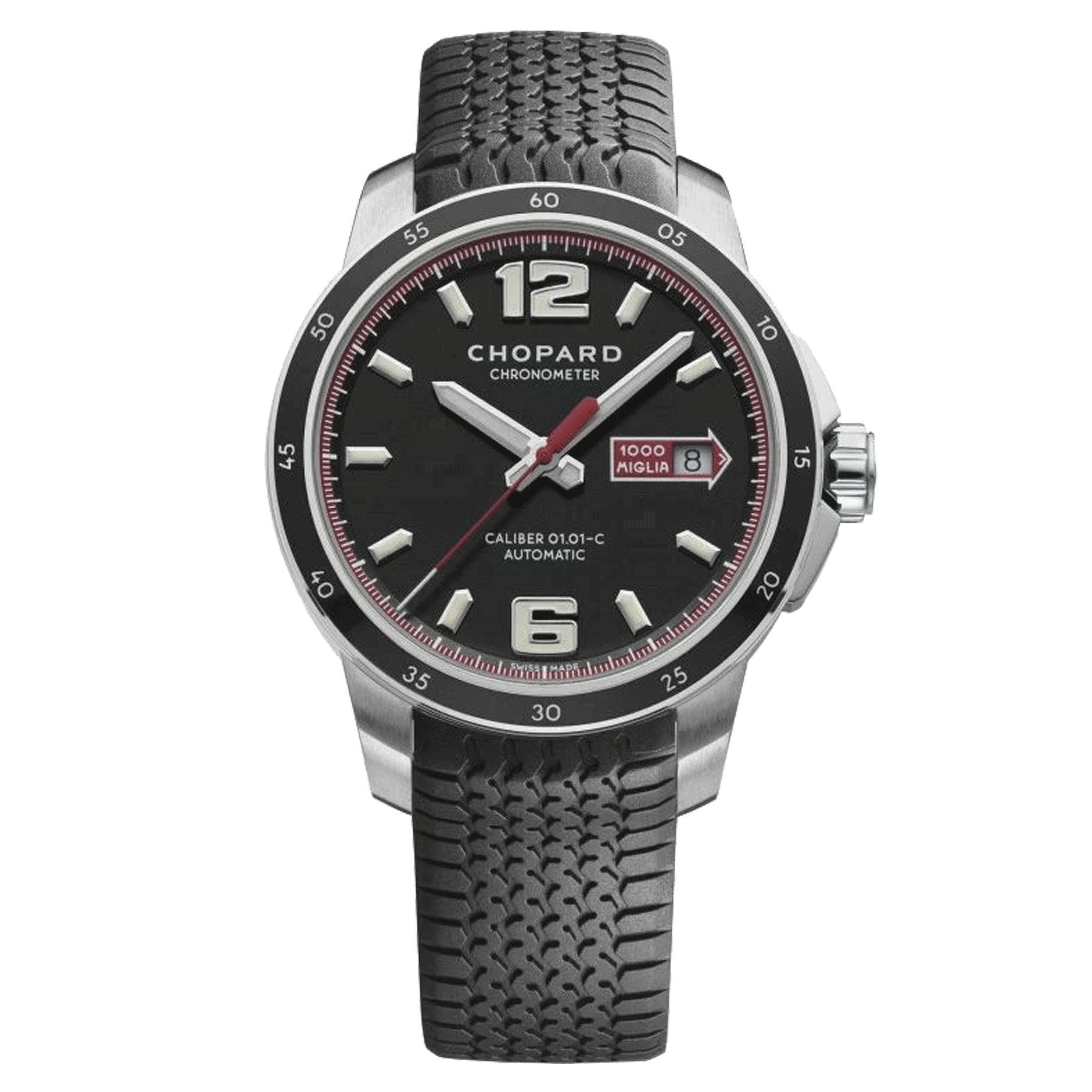 Montre Chopard Mille Miglia GTS automatique cadran noir bracelet caoutchouc noir 43 mm