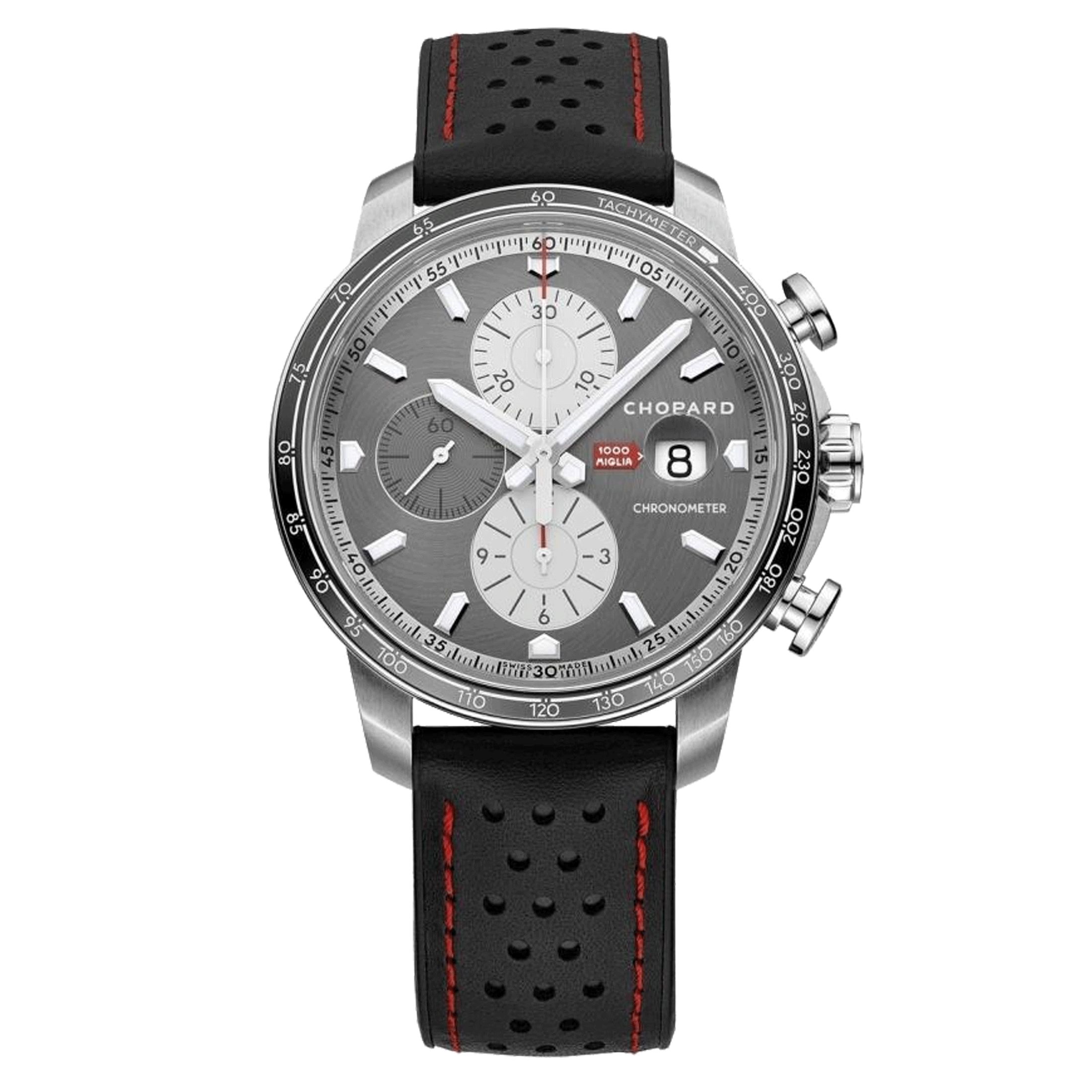 Montre Chopard Mille Miglia Chronographe Race Edition automatique cadran gris bracelet caoutchouc noir 44 mm