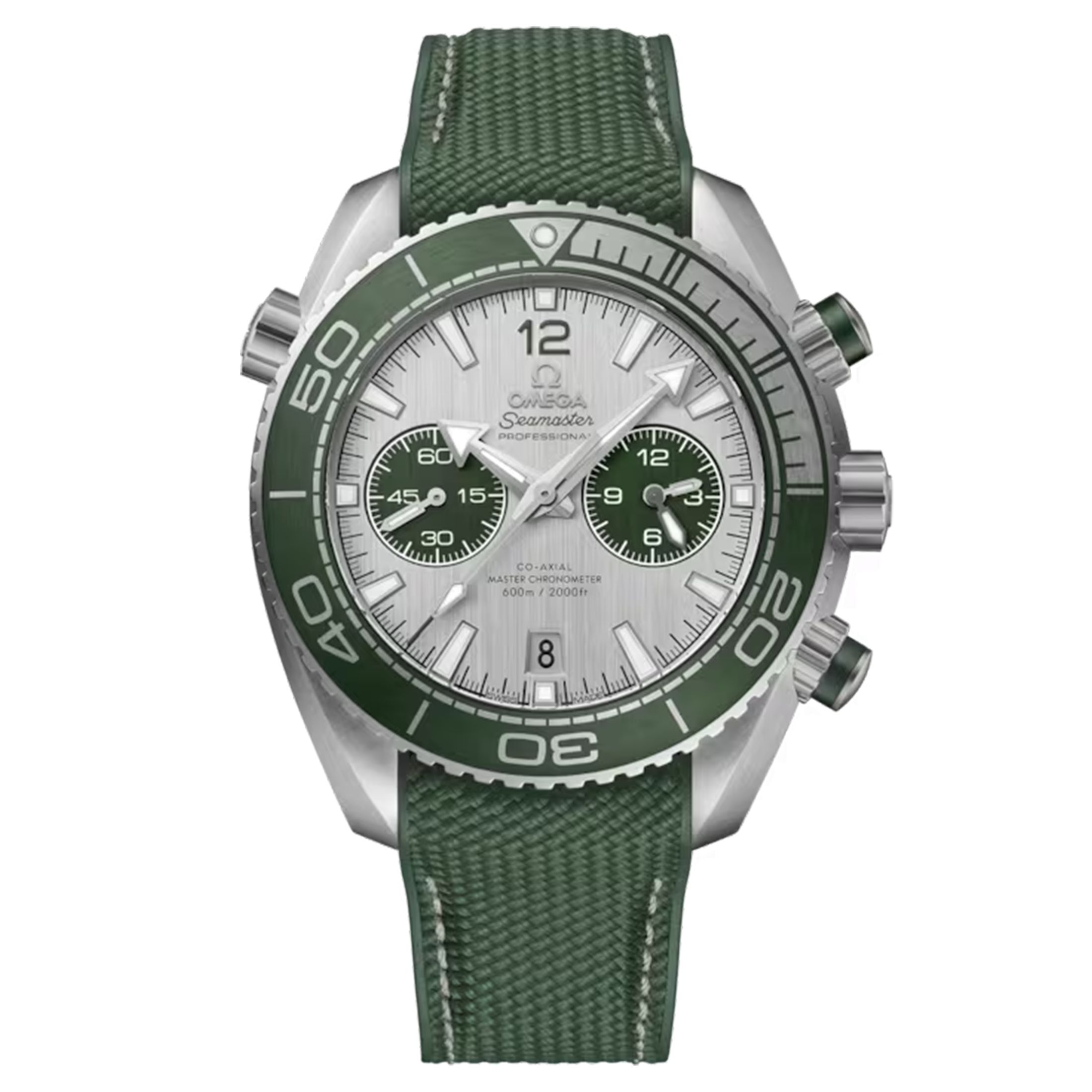 Montre Omega Seamaster Planet Ocean 600m Chronographe Co-Axial Master Chronometer cadran acier gris bracelet caoutchouc 45,5 mm