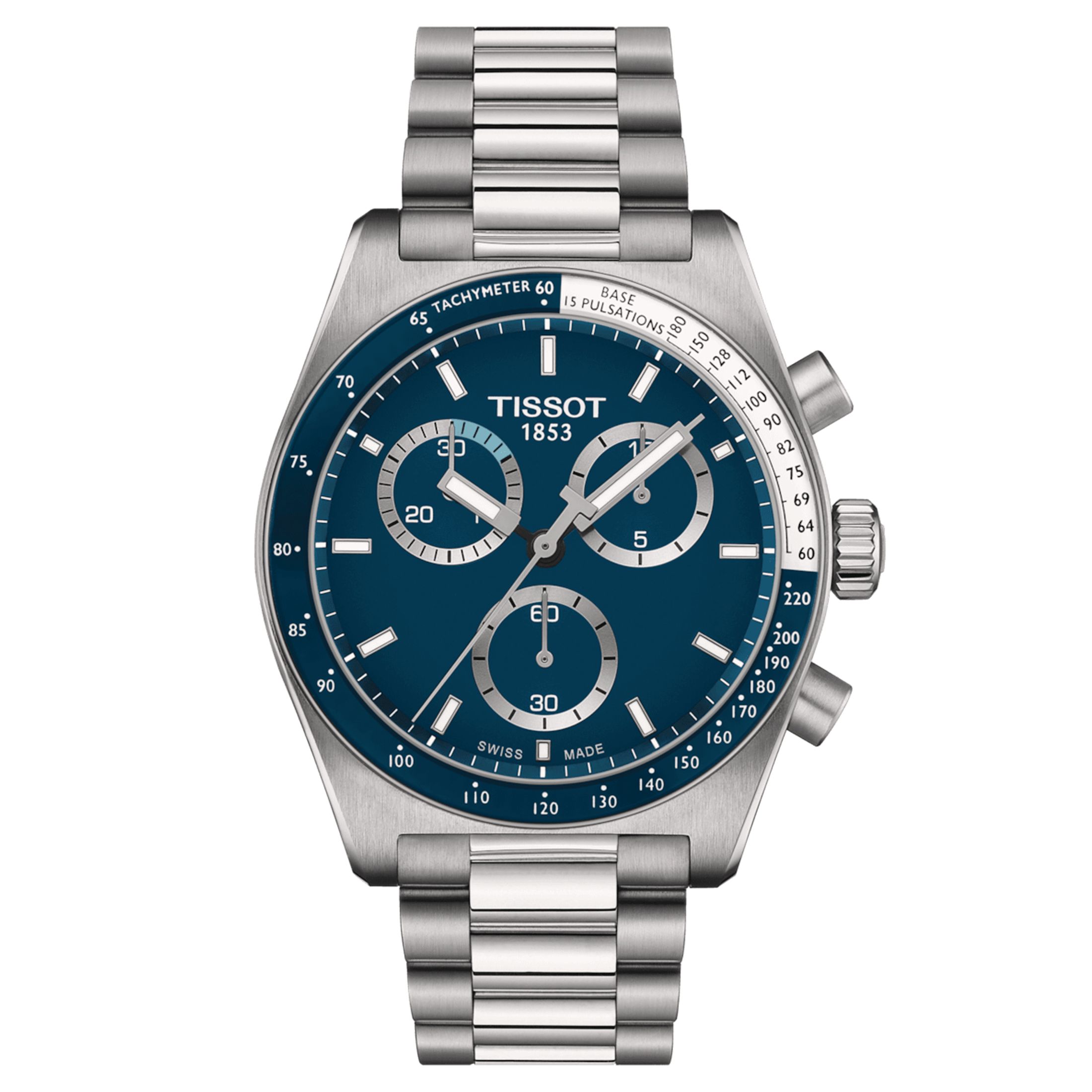 Montre Tissot T-Sport PR 516 Chronographe quartz cadran bleu bracelet acier 40 mm