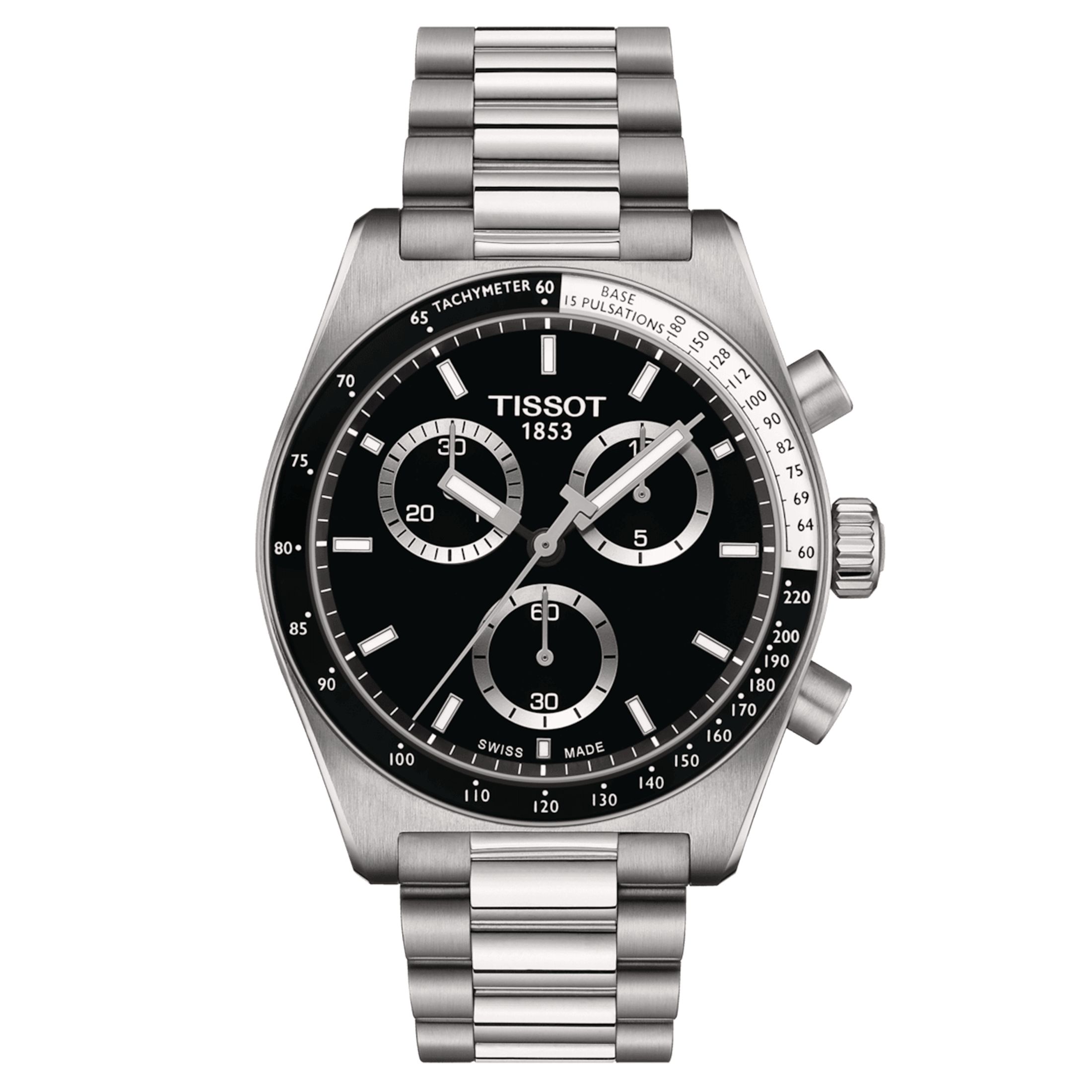 Montre Tissot T-Sport PR 516 Chronographe quartz cadran noir bracelet acier 40 mm