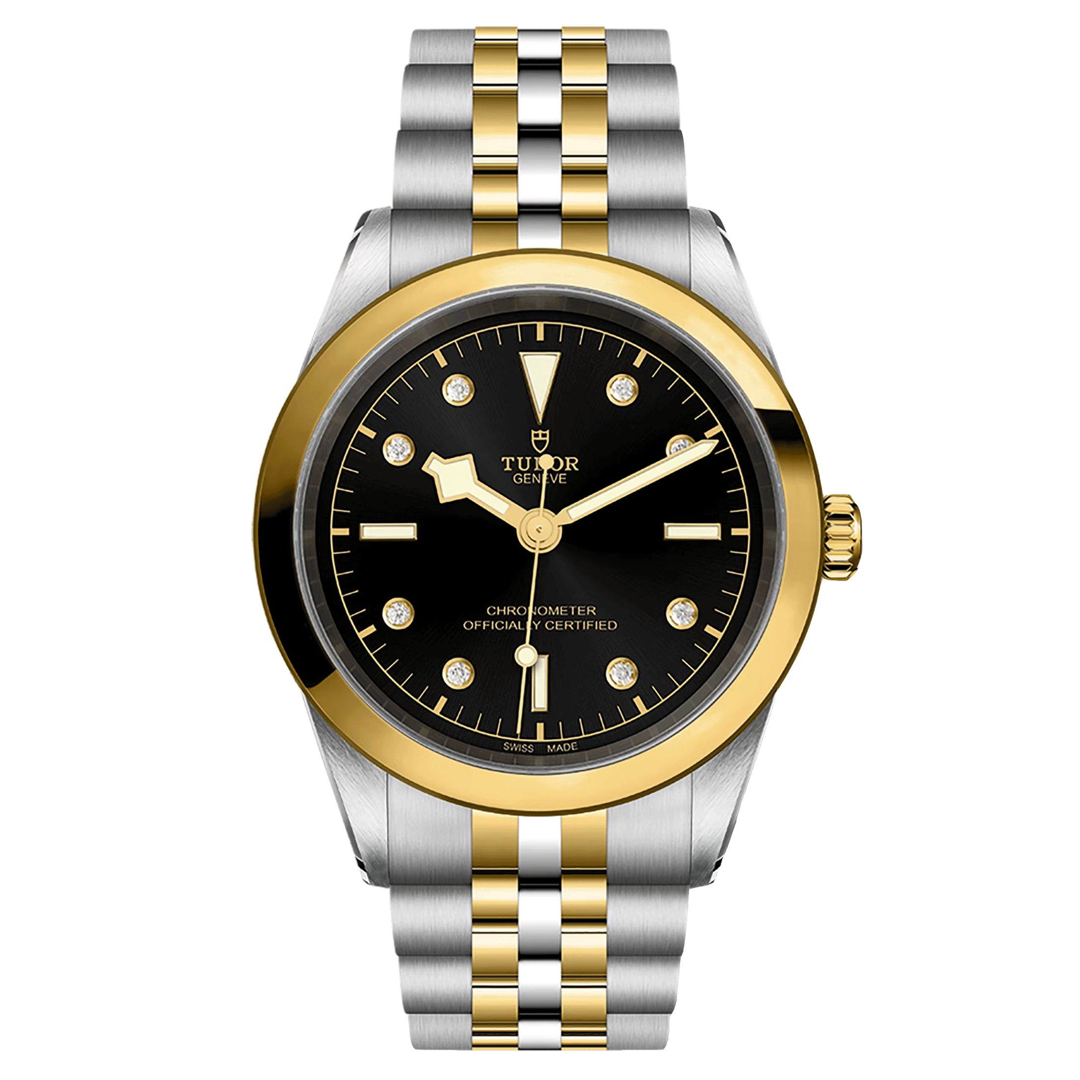 Montre Tudor Black Bay One 41 S&G automatique index diamants cadran noir bracelet acier et or jaune 41 mm