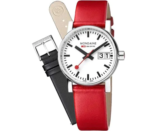 Mondaine MSE.30210.LCV.SET Montre Femme evo2 SBB vegan Set m. zwei Bändern 30mm 3ATM