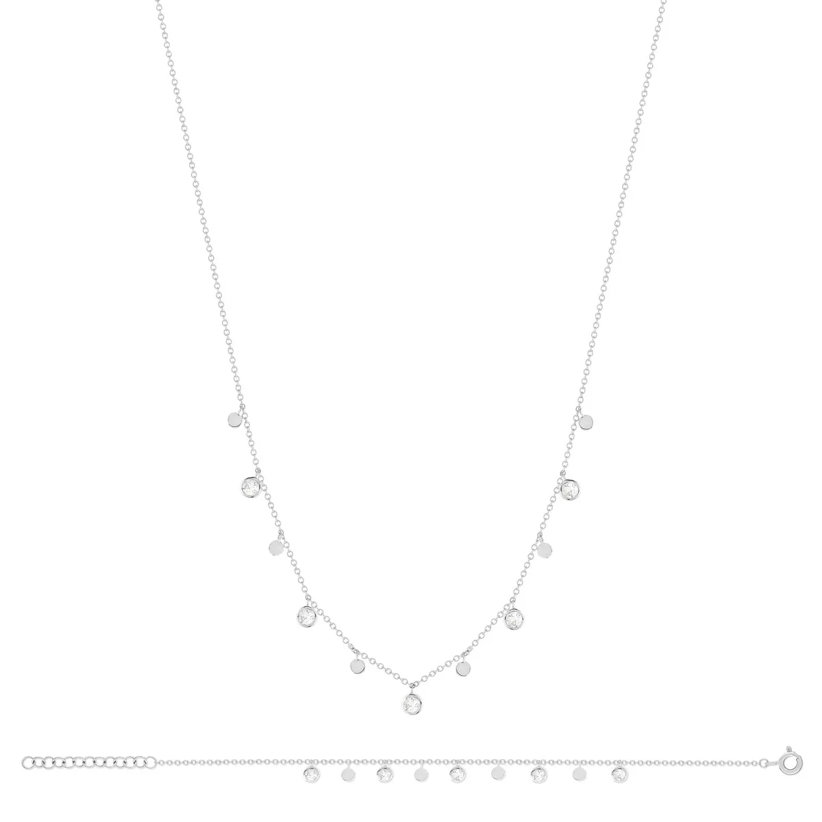 Parure argent 925 collier bracelet pampilles zirconias