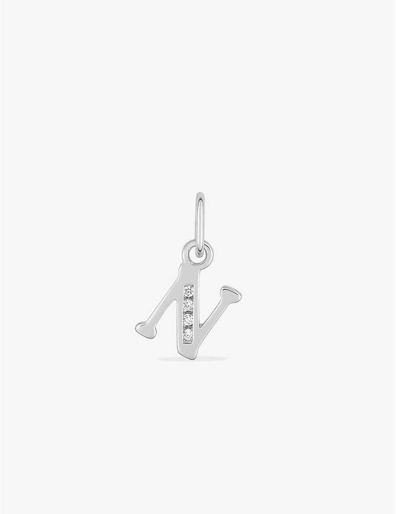 Pendentif argent 925 ‰ rhodié "N" avec oxydes de zirconium SO OR
