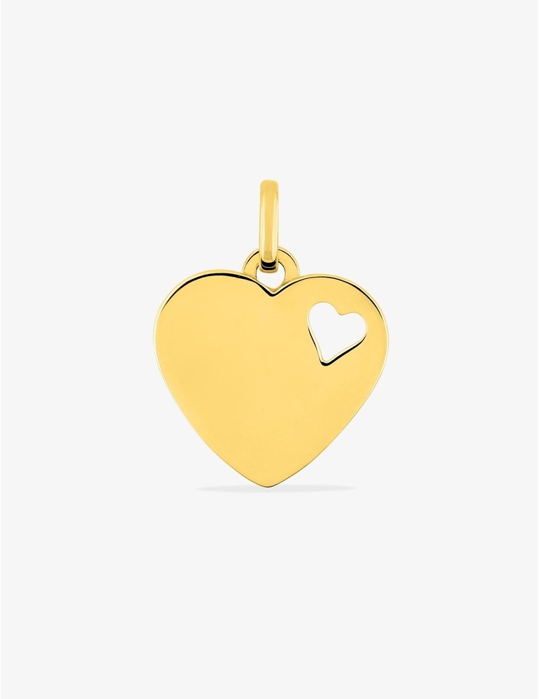 Pendentif cœur avec petit cœur ajouré plaqué or SO OR