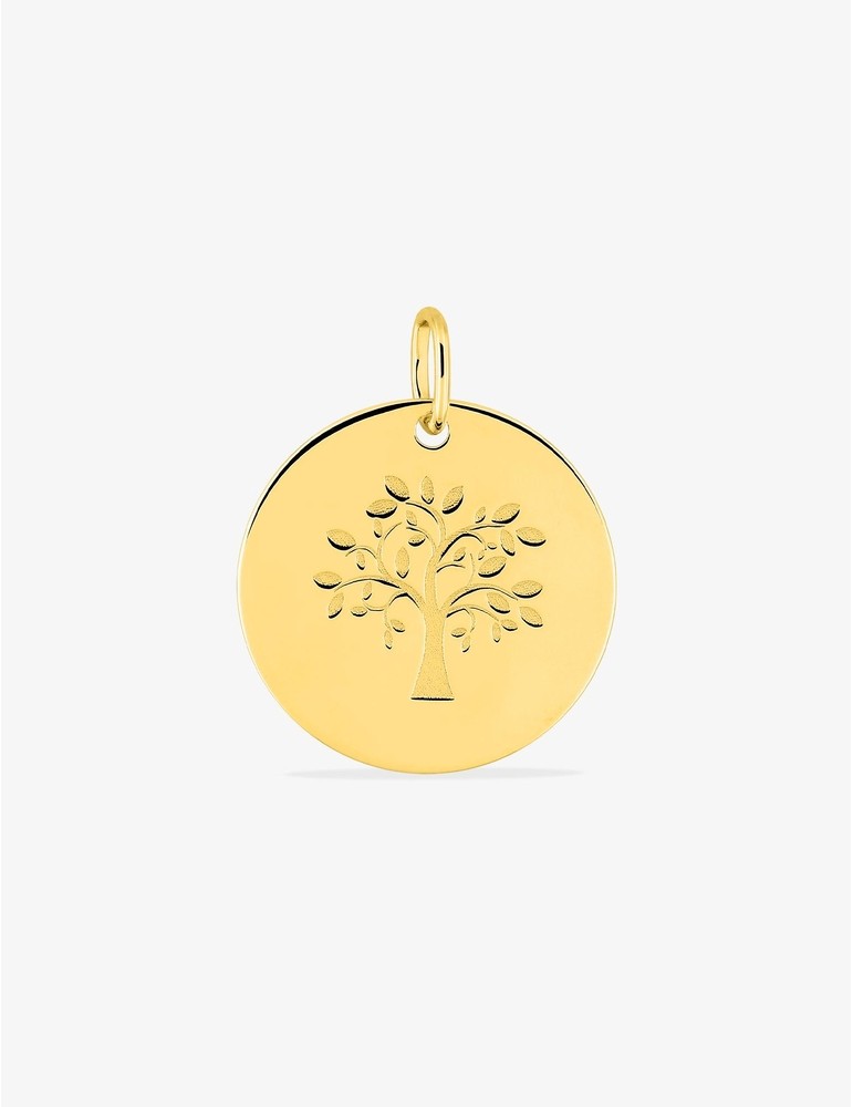 Pendentif jeton arbre de vie or 750 ‰ jaune SO OR