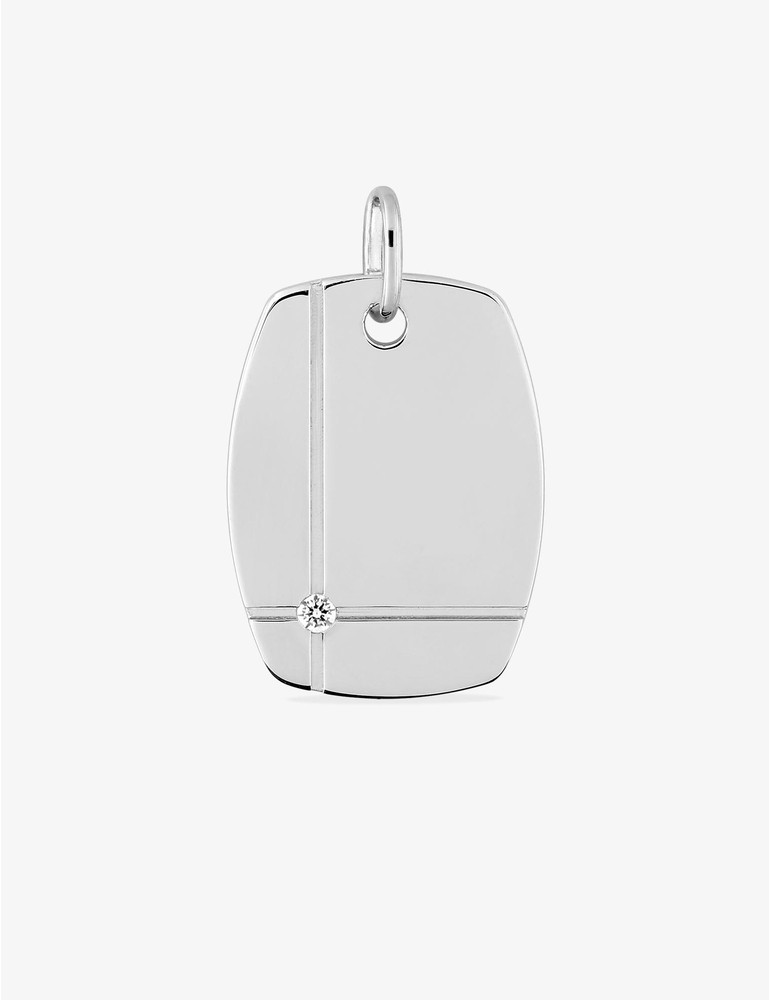 Pendentif plaque en argent 925 ‰ rhodié, oxyde de zirconium SO OR