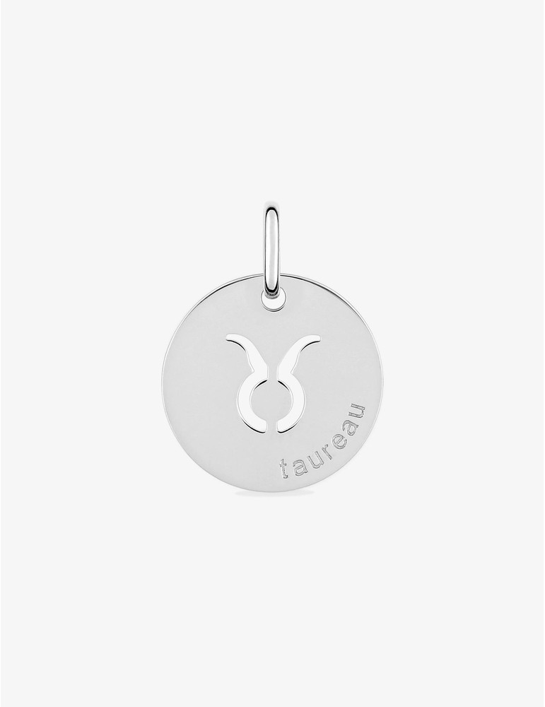 Pendentif zodiaque rond Taureau argent 925‰ rhodié SO OR