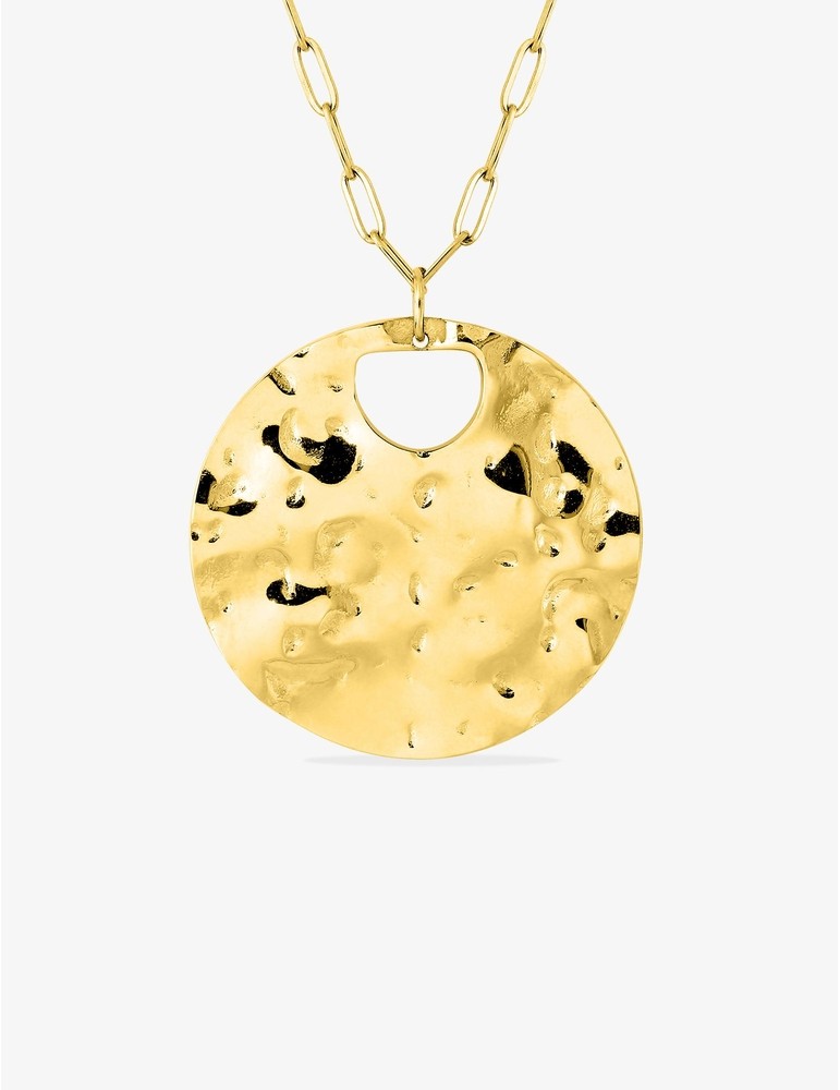 Sautoir en acier doré pendentif rond SO OR