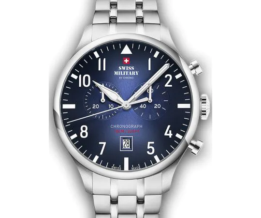 Swiss Military SM34098.03 Vintage Chronographe Montre Homme 43mm 10ATM