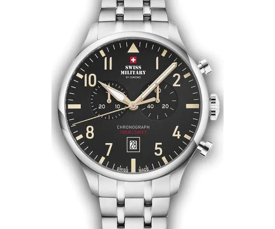 Swiss Military SM34098.04 Vintage Chronographe Montre Homme 43mm 10ATM