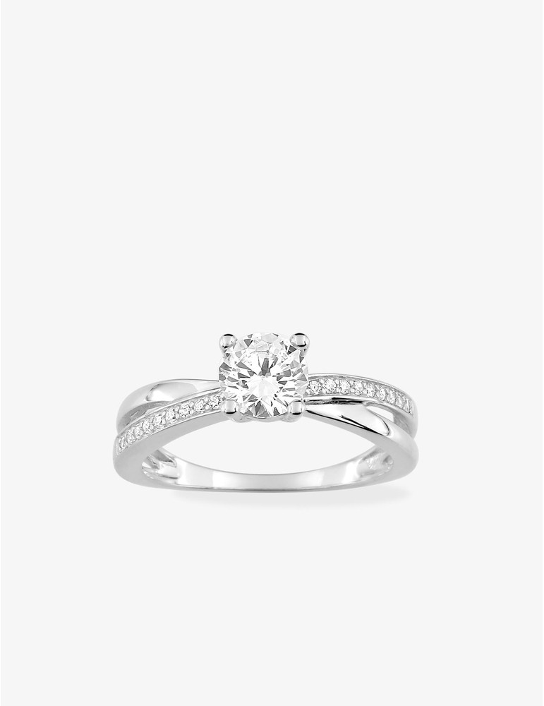 Solitaire accompagné en or blanc 375‰ SO OR