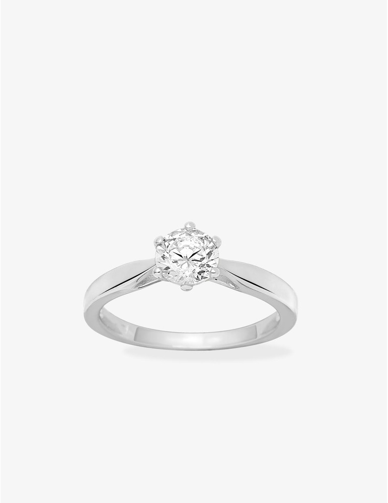 Solitaire argent 925‰ rhodié et oxyde de zirconium 6 mm serti 6 griffes SO OR