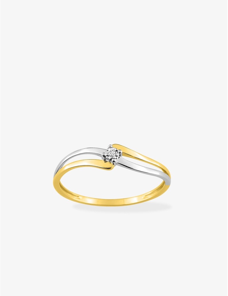 Solitaire bicolore diamant 0,01 ct et rhodium SO OR