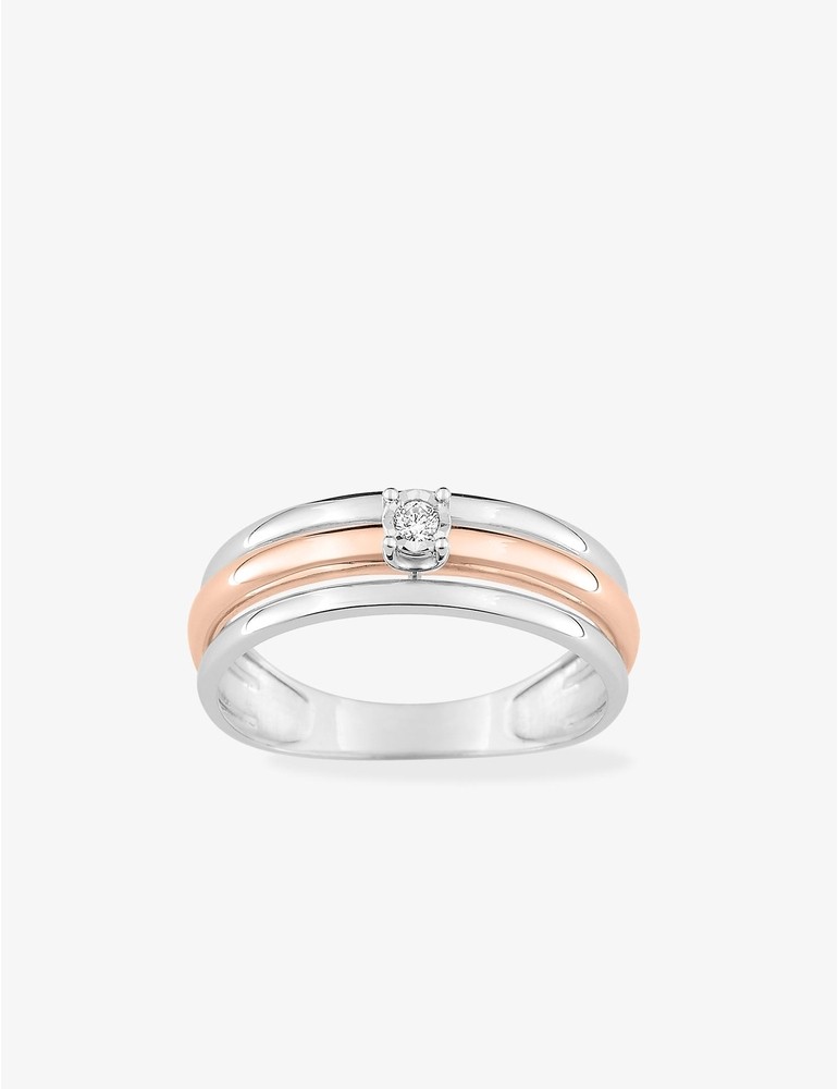 Solitaire bicolore diamant 0,03 ct et rhodium SO OR