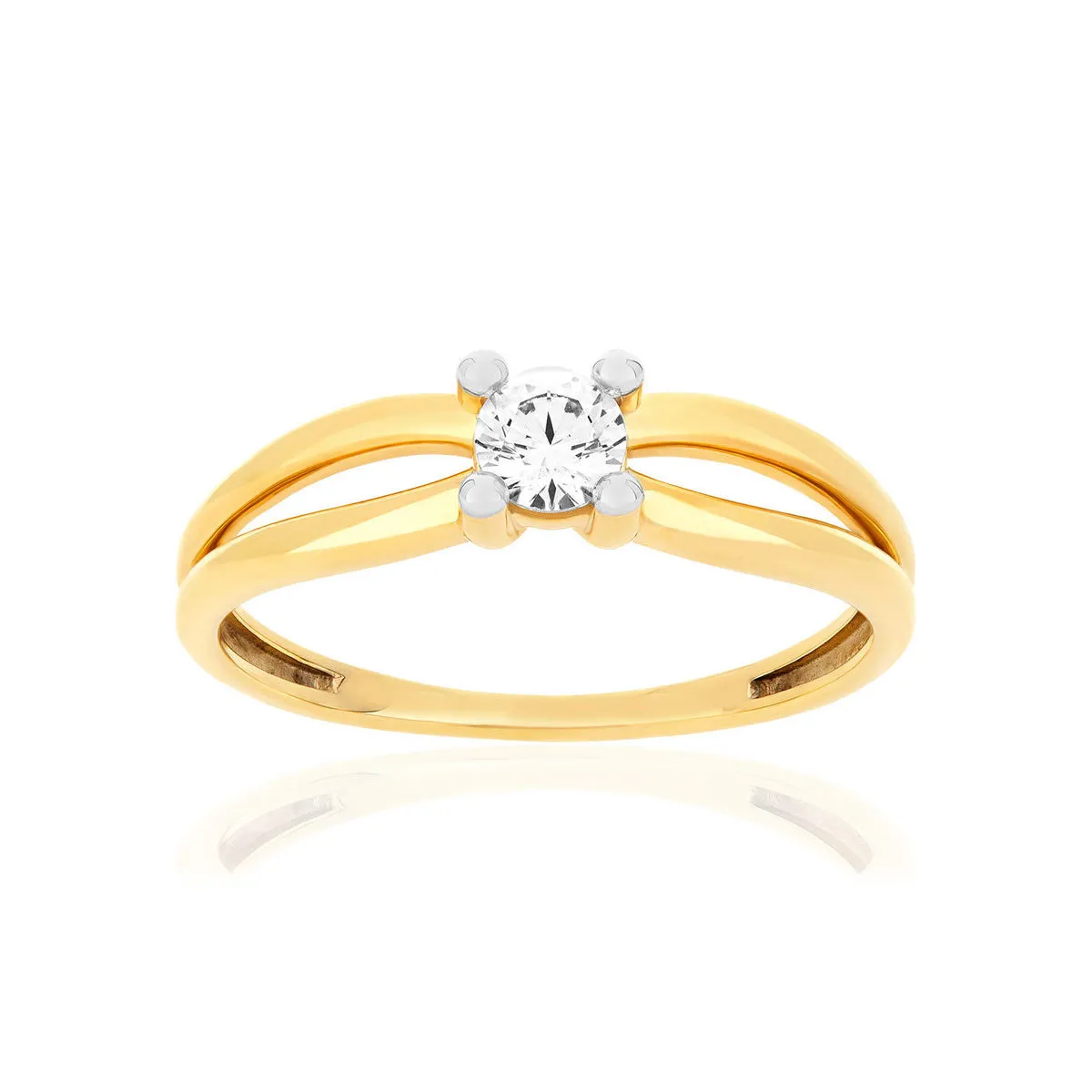 Solitaire or 375 2 tons zirconia