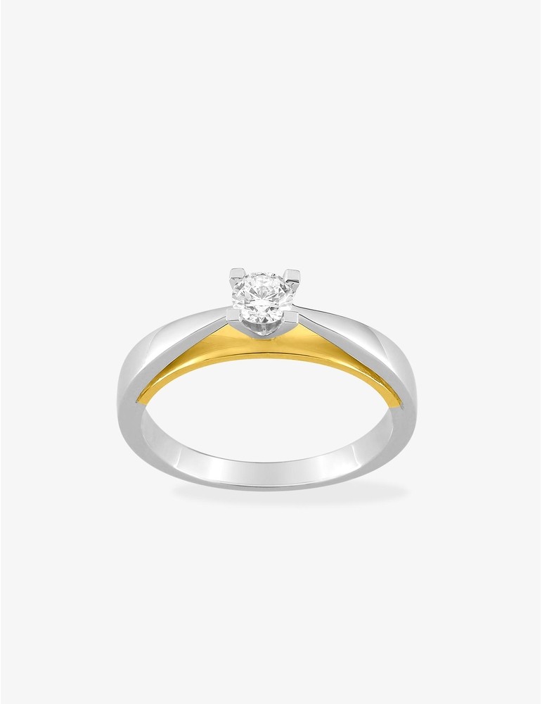 Solitaire or 750‰ bicolore et diamant 0,25 ct SO OR